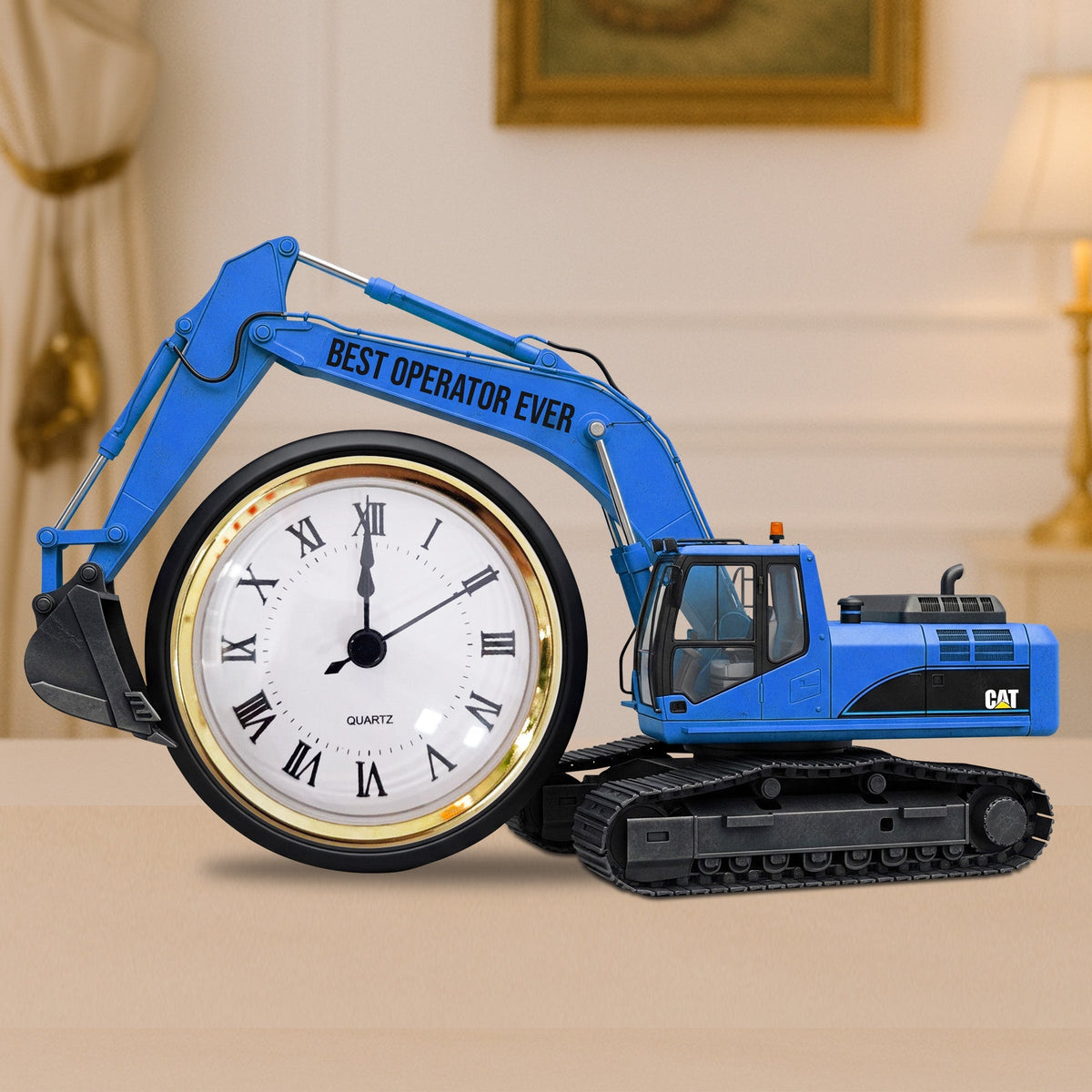Excavator Desk Clock Plaque - Personalized Acrylic Desk Clock - Gifts For Father, Gift For Kids