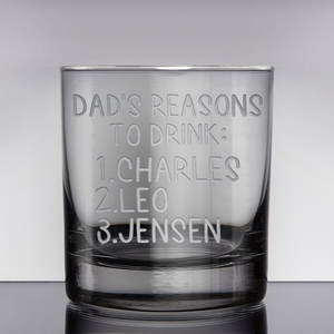 Dad's Reason To Drink - Personalized Wine Glass - Whiskey Glass Gift For Father