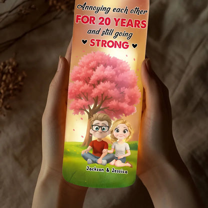 Annoying Each Other For Years 3D Couple Under Pink Tree - Personalized Bottle Lamp - Valentine's Day Gift, Anniversary Gift For Couple