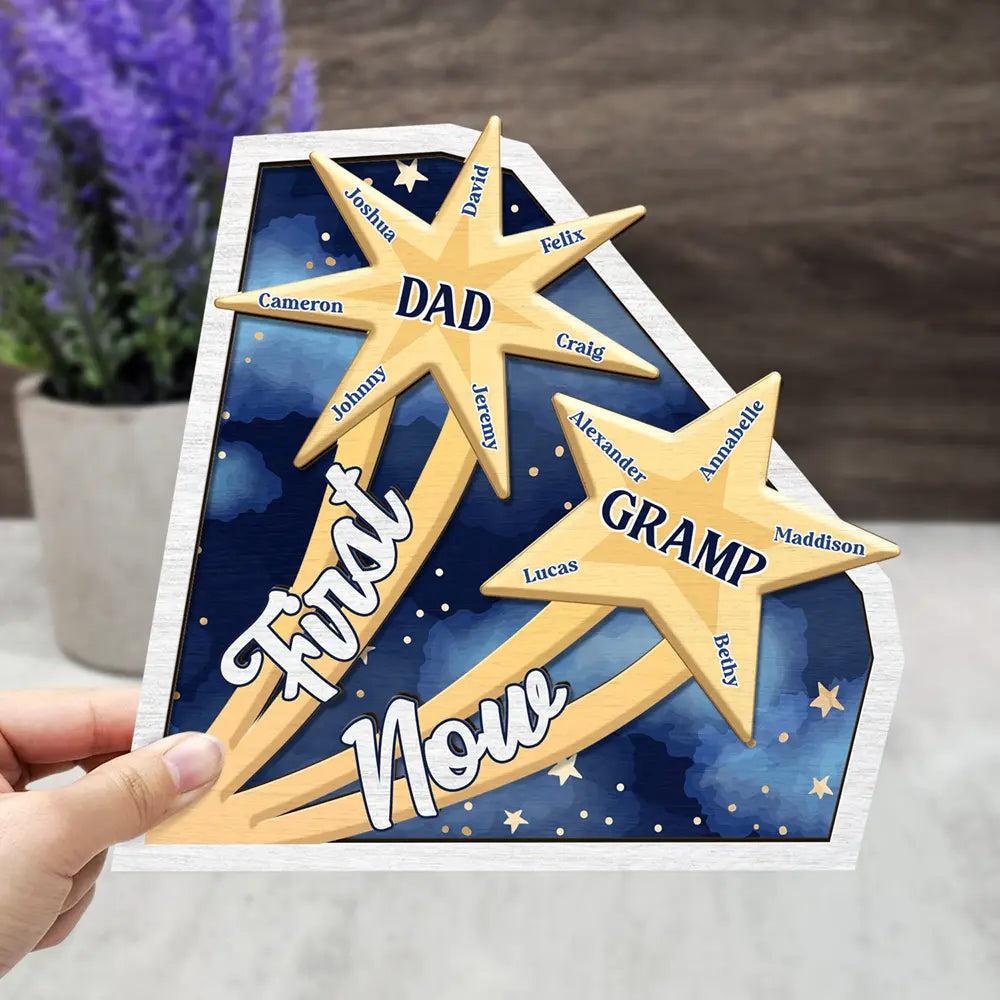 First Dad Now Papa - Personalized Wooden Plaque - Gift For Grandpa, Father's Day, Birthday Gift
