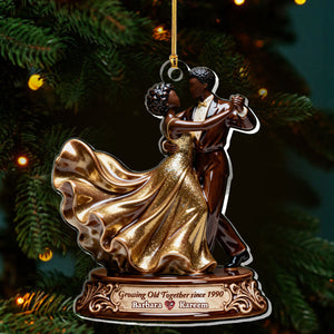 Growing Old Together Black Couple - Personalized Acrylic Ornament - Christmas Gift For Couple
