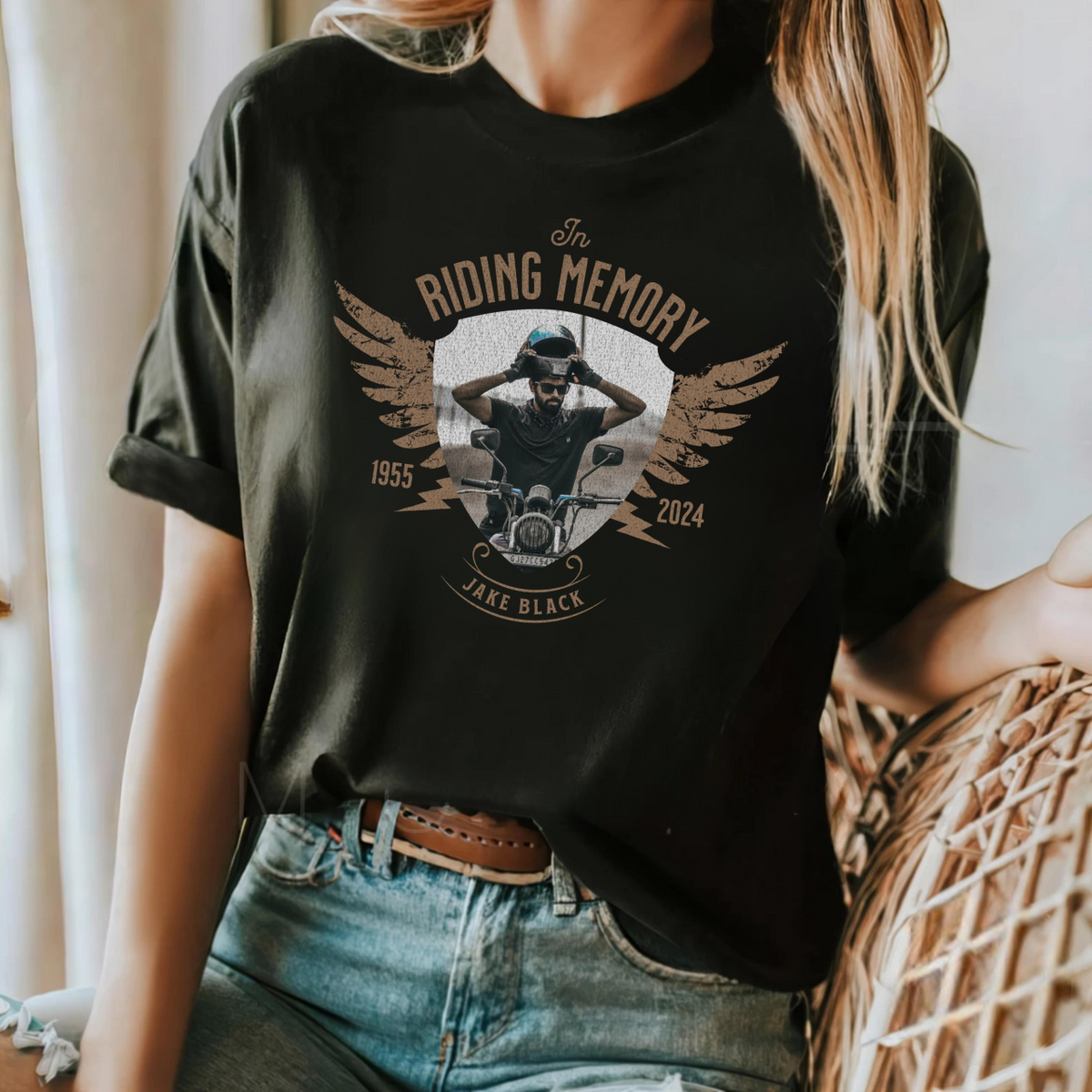 Personalized Biker Memorial Photo Shirt, Custom Funeral Photo Shirt, Rest In Peace Memory Shirt, Remembrance Shirt, Custom Last Photo Shirt