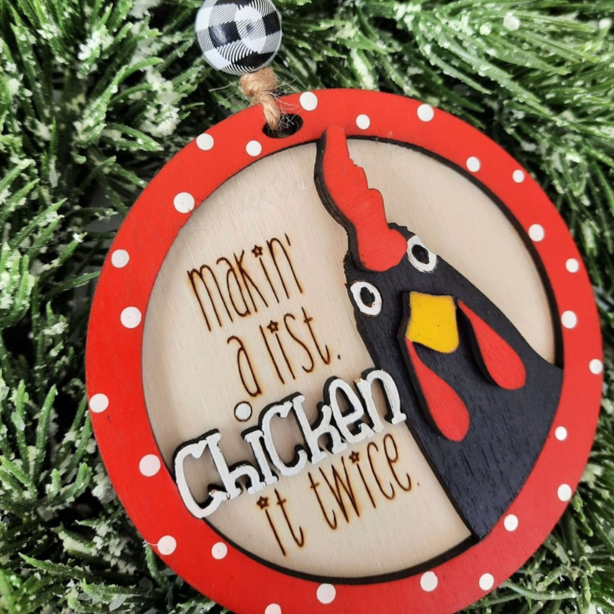 Making A List Chicken It Twice - Personalized Layered Wooden Ornament - Christmas Gift For Family