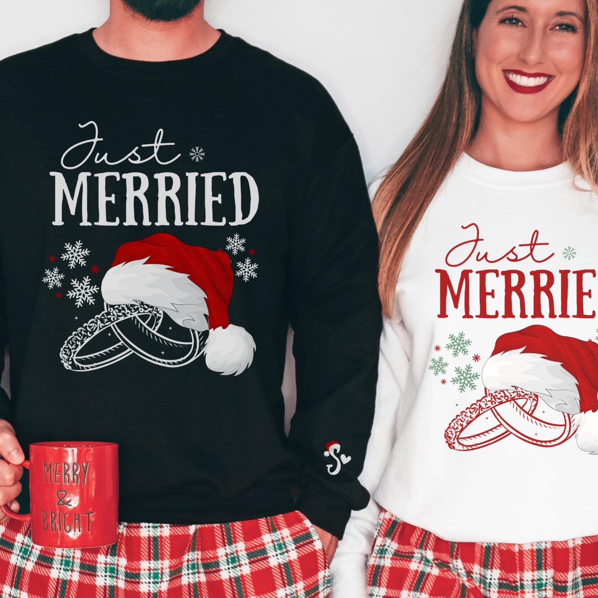Personalized Married Couple Matching Christmas Sweatshirt, Newly Married Couple Christmas Matching Set