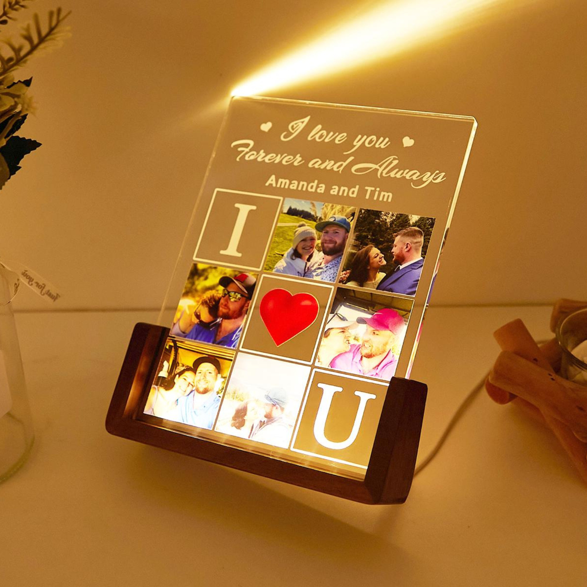Personalized DIY Photo Night Light For Couple, Photo Collage LED Light, Custom Photo Lamp, Anniversary Gift, Birthday Gift For Couple