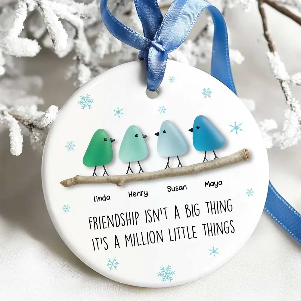 Friendship Sea Glass Pattern Birds - Personalized Ornament - Unique Christmas Gift for Best Friends