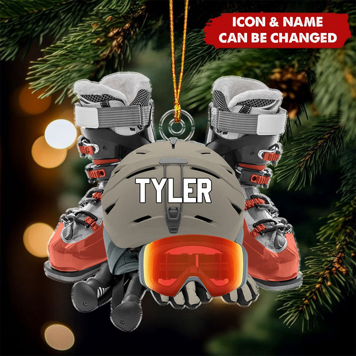 Personalized Skiing Acrylic Ornament, Christmas Gift For Skiing Lovers, Skiing Club