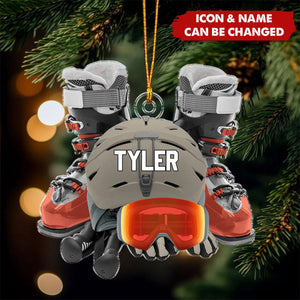Personalized Skiing Acrylic Ornament, Christmas Gift For Skiing Lovers, Skiing Club
