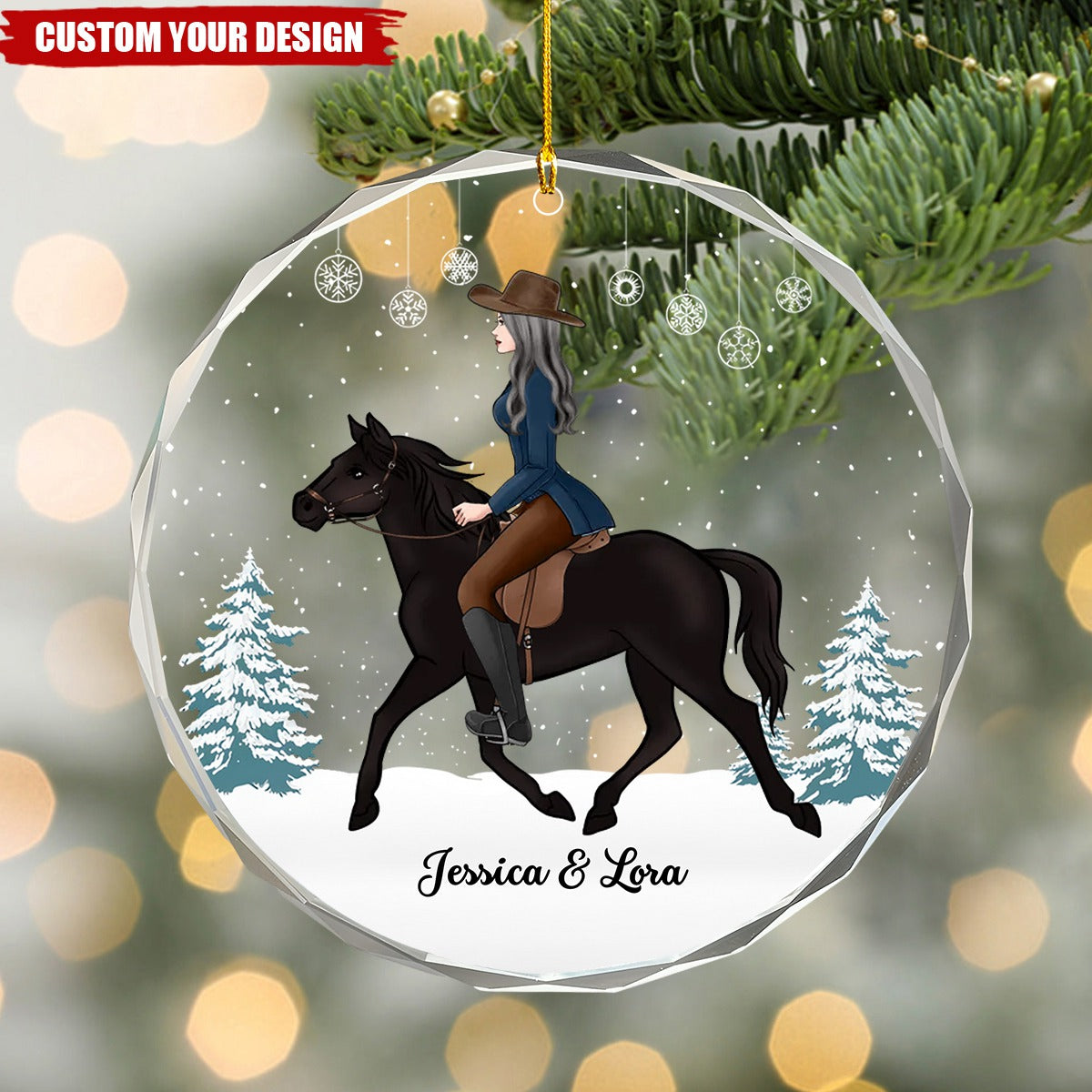 Girl Riding Horse - Personalized Crystal Ornament - Christmas Gift For Horse Rider, Horse Lovers
