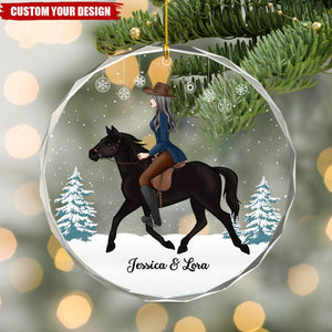 Girl Riding Horse - Personalized Crystal Ornament - Christmas Gift For Horse Rider, Horse Lovers