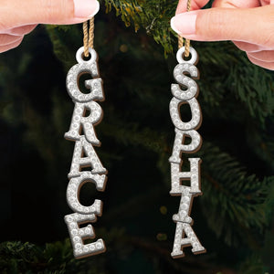 Glitter Custom Letter Ornament, Christmas, Birthday Gift For Family