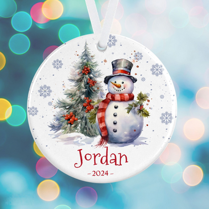 Snowman Name Ornament - Personalized Snowman Christmas Ornament - Personalized Name Holiday Christmas Ornament