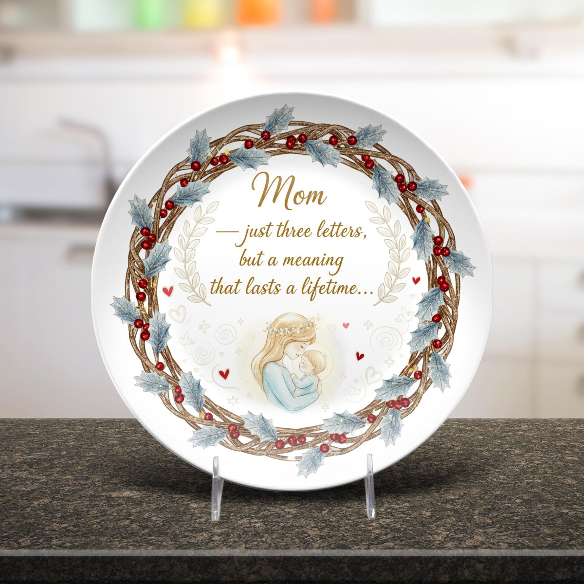 Mom, A Meaning That Lasts A Lifetime, Personalized Platter, Christmas Gift For Mom