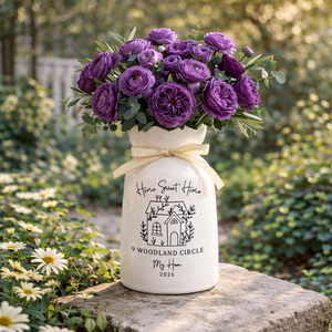 Personalized New Home Vase, Housewarming Gift, Custom Address Vase, First Home Gift for Couple, New House Gift, Home Sweet Home Vase