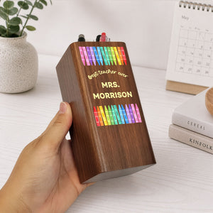 Best Teacher Ever - Personalized Pen Holder With Clock - Gift For Teacher, Back To School Gift