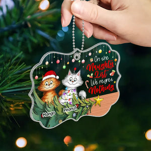 Christmas Quirky Cat On The Naughty List Regret Nothing - Personalized Acrylic Ornament - Unique Christmas Gift For For Cat Owners Cat Lovers