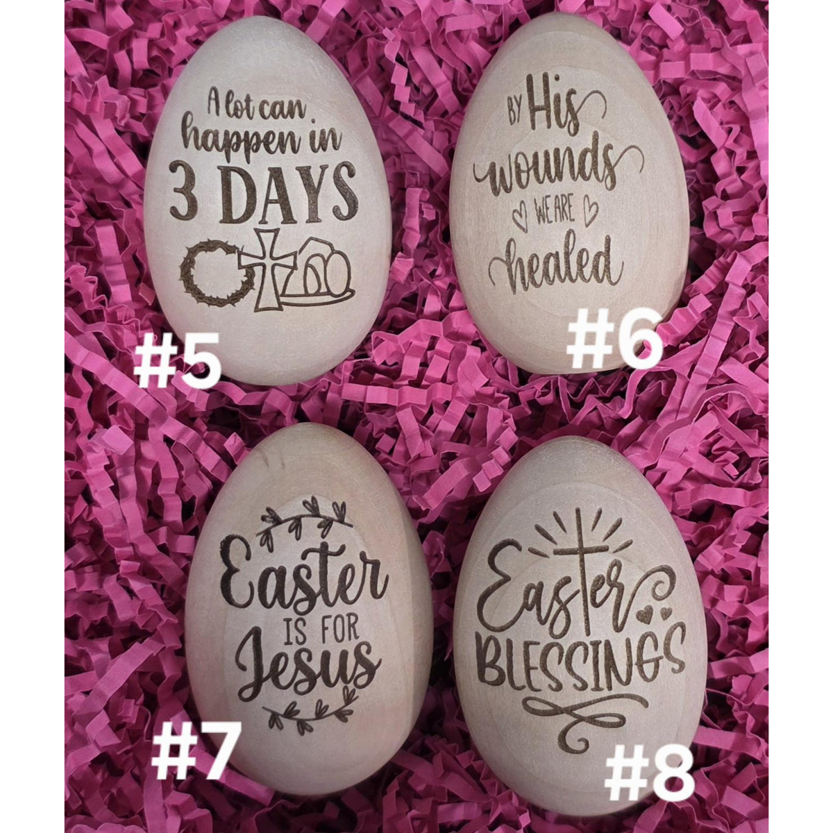 Engraved Wood Easter Eggs Christian Holiday Decor, Easter Day Gift For Family, Baby & Kid