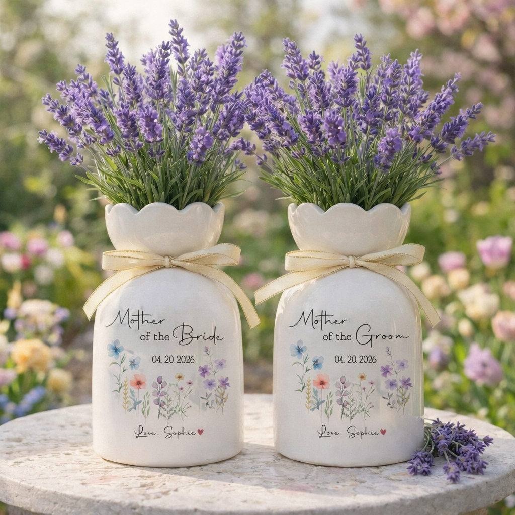 Custom Mother of The Groom Flower Vase, Mother of The Bride Gift Ceramic Vase, Wedding Favor Gift For Mom, Mother's Day Gifts