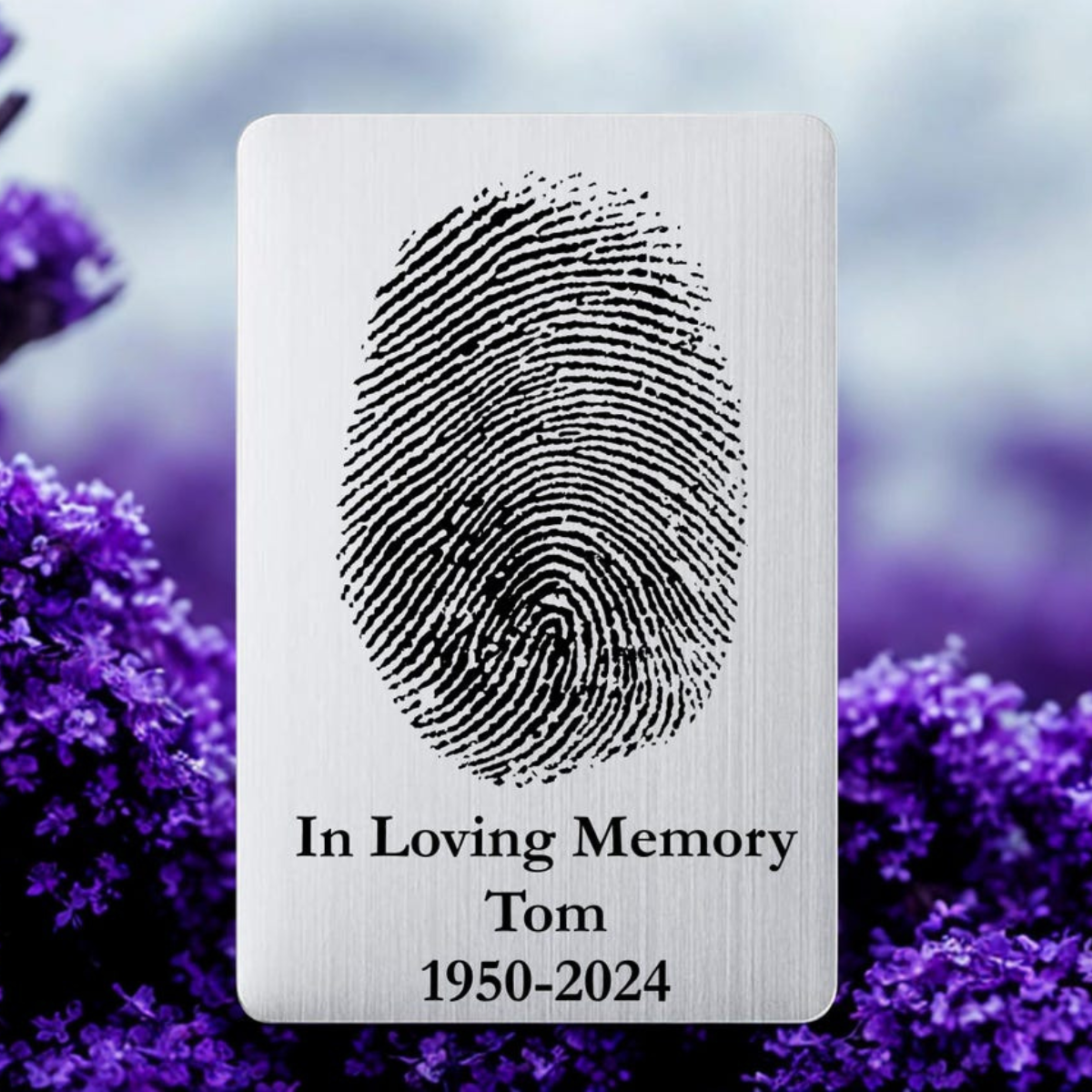 Personalized Fingerprint Wallet Card, Memorial Gift For Family, Stainless Steel Keepsake