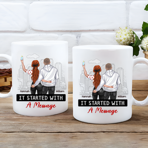 It Started With A Message - Personalized Mug - Anniversary Gift, Valentine's Day Gift For Couple