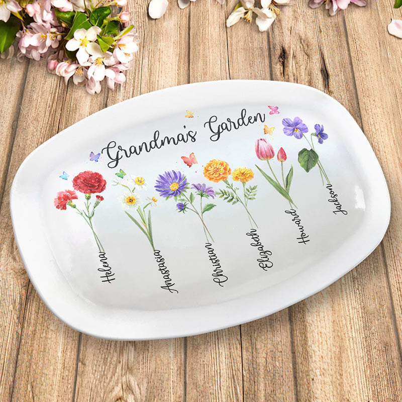 Grandma's Garden Is Awesome - Family Personalized Custom Platter - Mother's Day, Birthday Gift For Grandma