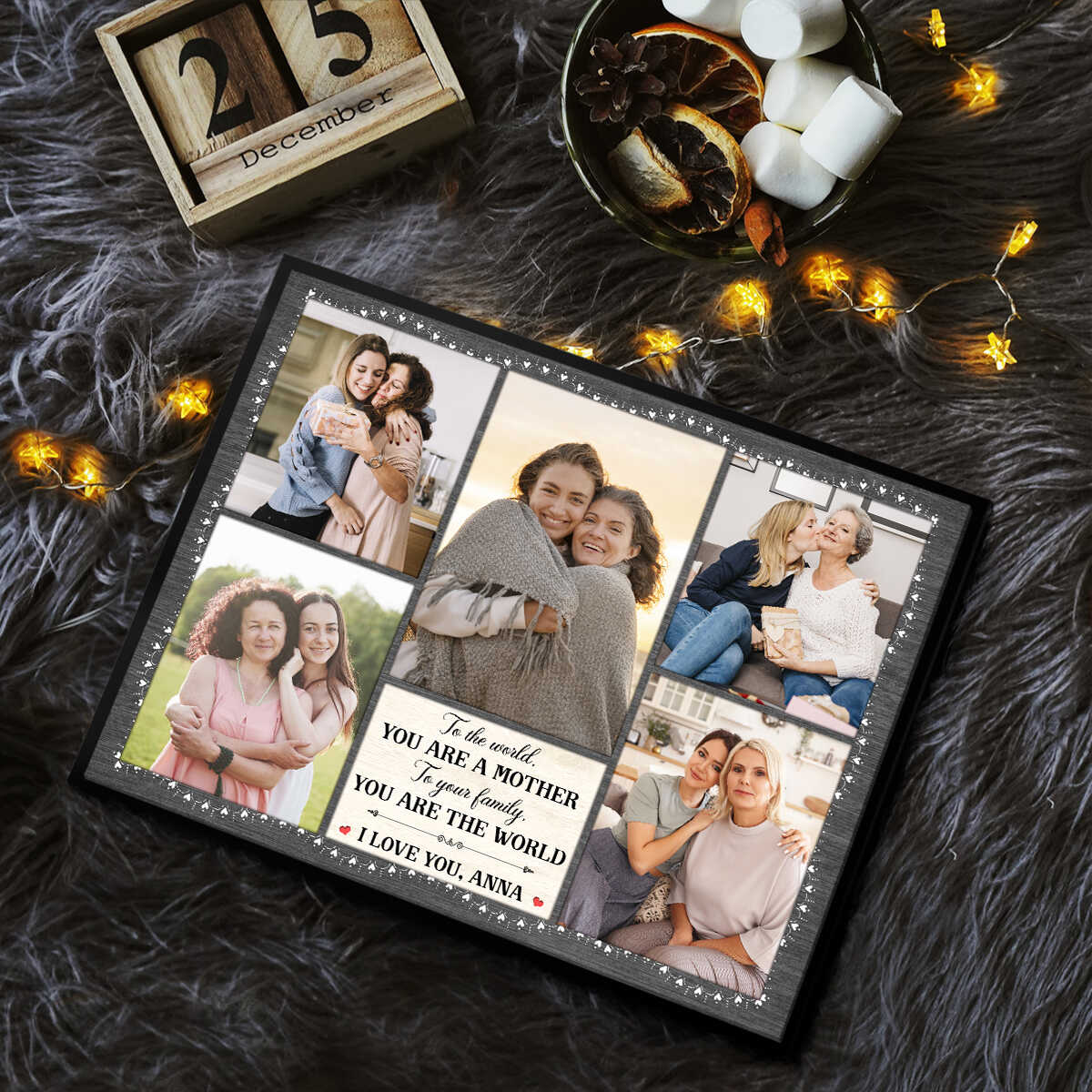 Mom Five Photos Collage - Personalized Canvas - Gift For Mom, Mother's Day, Birthday Gift