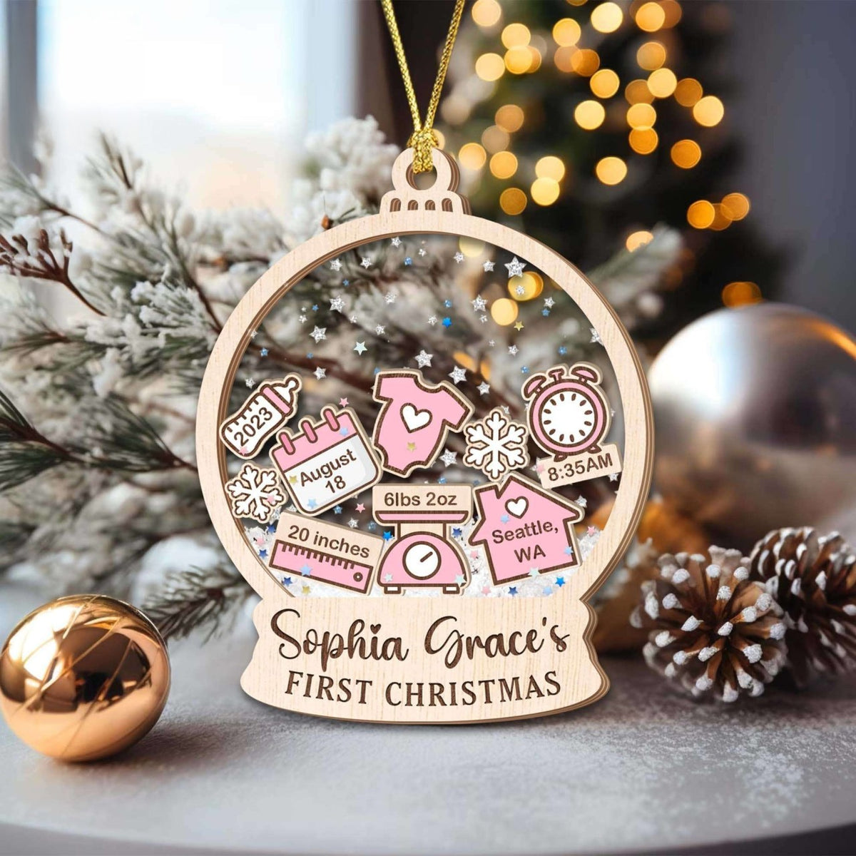 Baby's First Christmas - Personalized 4D Shaker Ornament - Christmas Gift For Family & Baby
