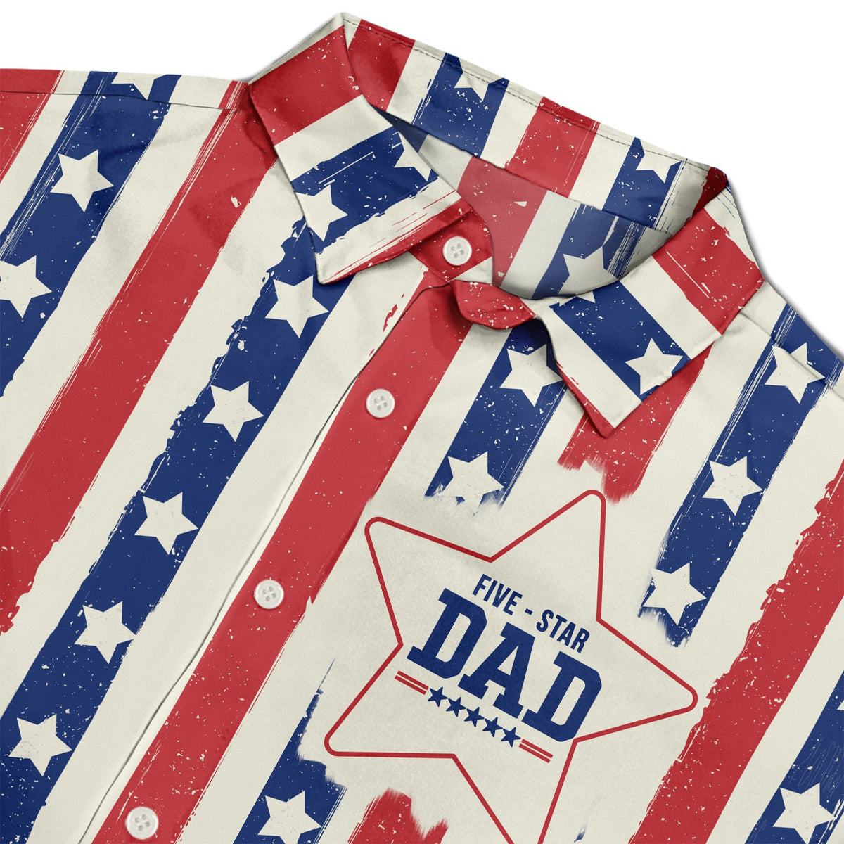 Five Star Best Dad Ever - Personalized Hawaiian Shirt - Patriotic Gift For Father Grandpa, Summer Gift