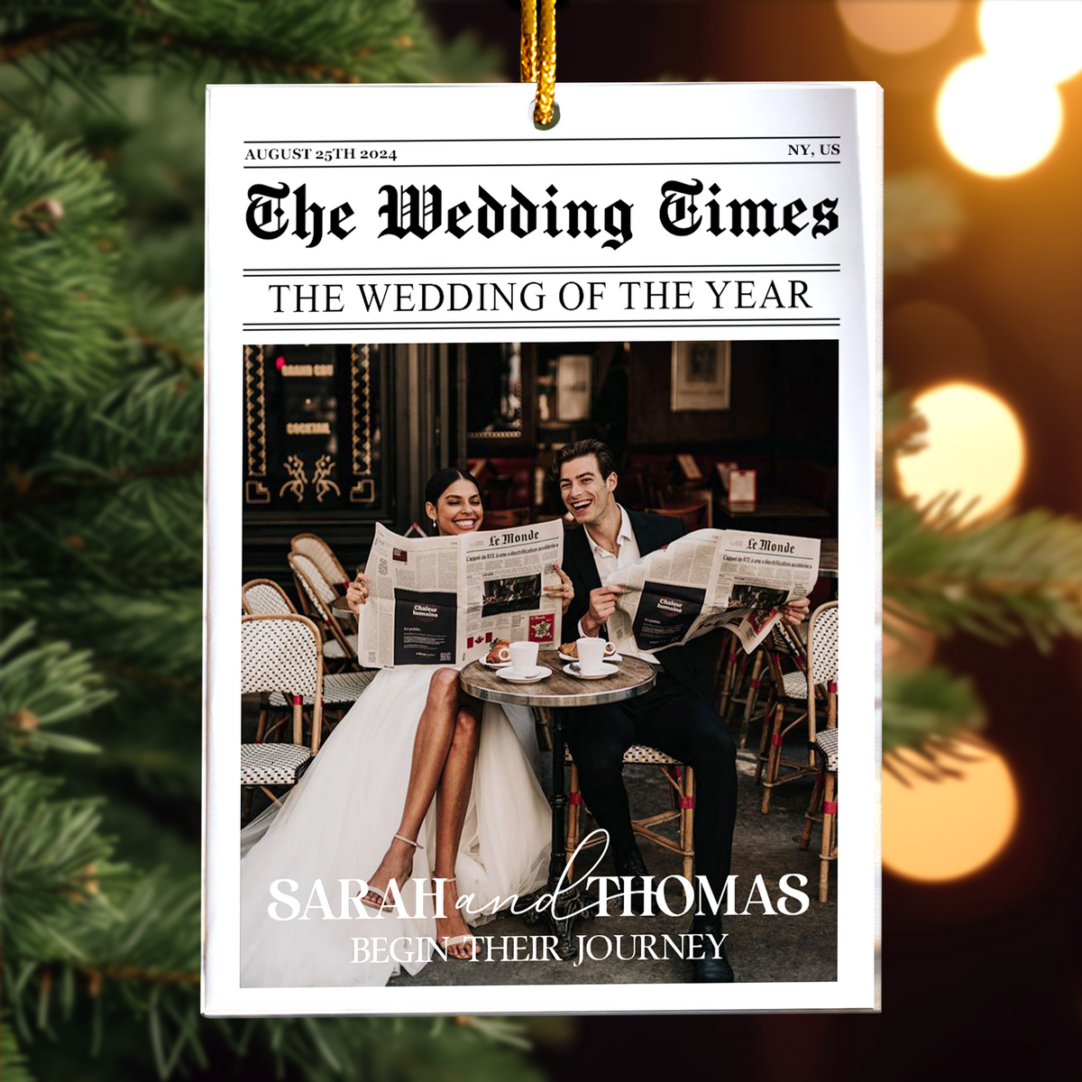 The Wedding Times - Personalized Ornament - Gift For Couple, Wedding Gift