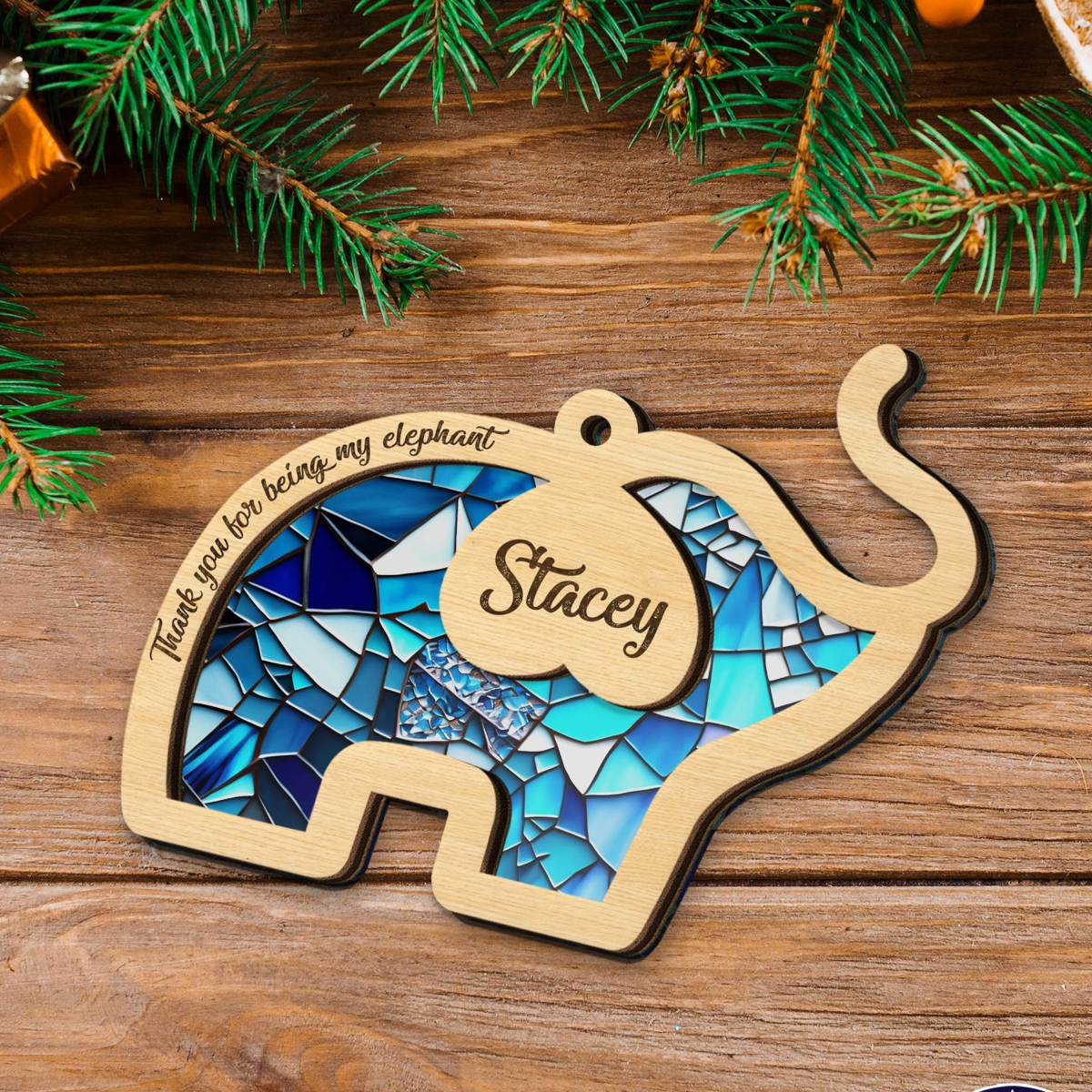 Elephant Friendship Suncatcher Ornament, Friend Ornament, Bestie Ornament, Personalized Best Friend Ornament, Friendship Thank You Gift