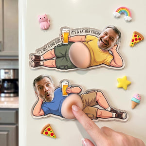 Custom Funny Daddy Face Personalized Squishy Belly Fridge Magnet, Father's Day Gift For Husband, Dad Photo Squeeze Magnet, Kitchen Decor