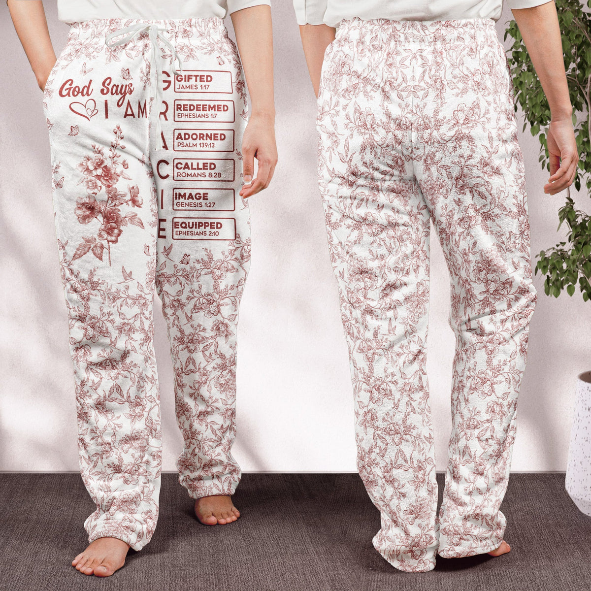 God Says I Am Bible Verse - Personalized Pajamas Pants - Christmas Gift