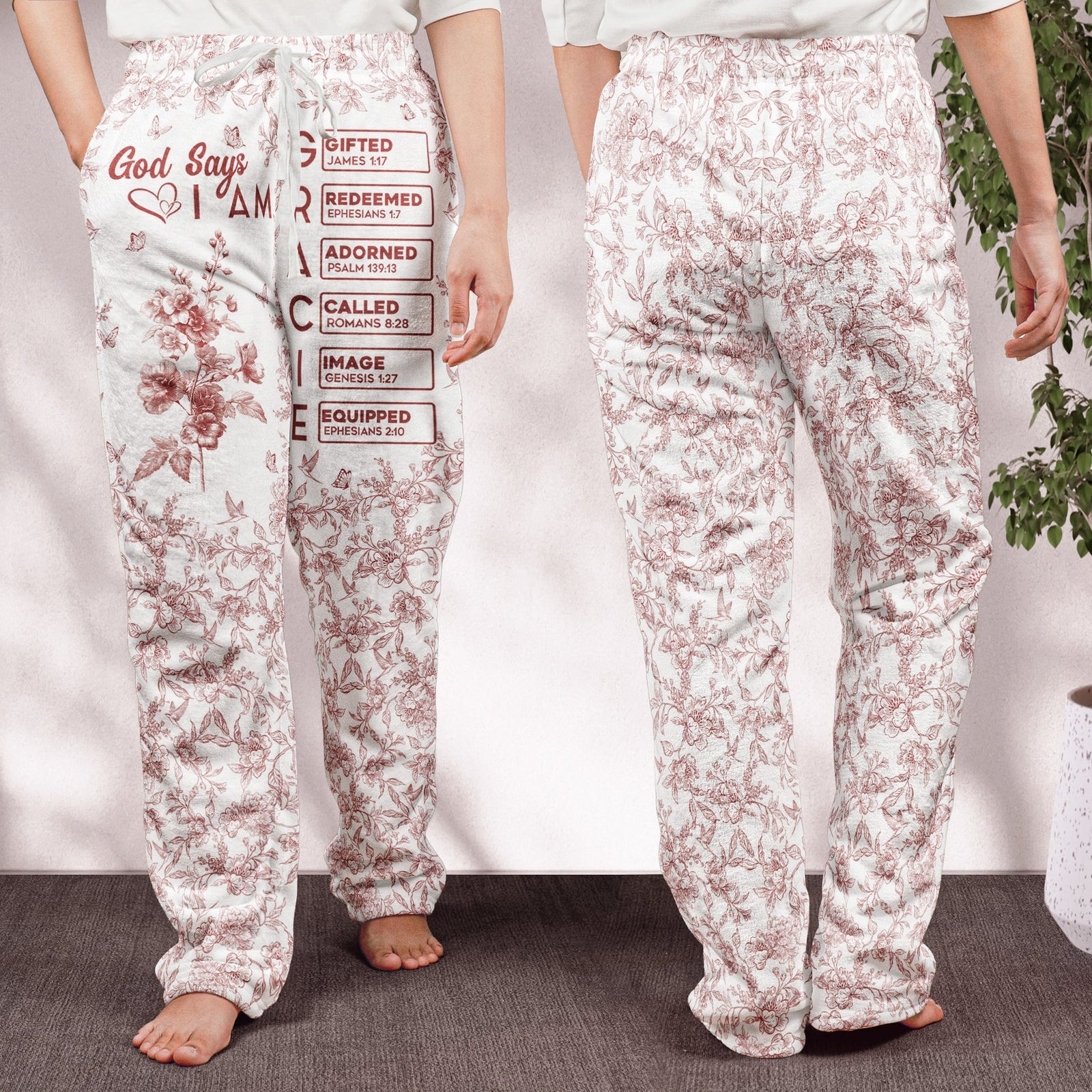 God Says I Am Bible Verse - Personalized Pajamas Pants - Christmas Gift