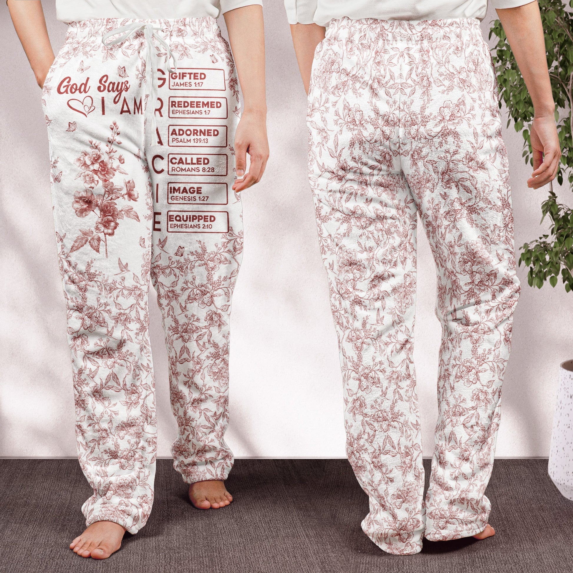 God Says I Am Bible Verse - Personalized Pajamas Pants - Christmas Gift