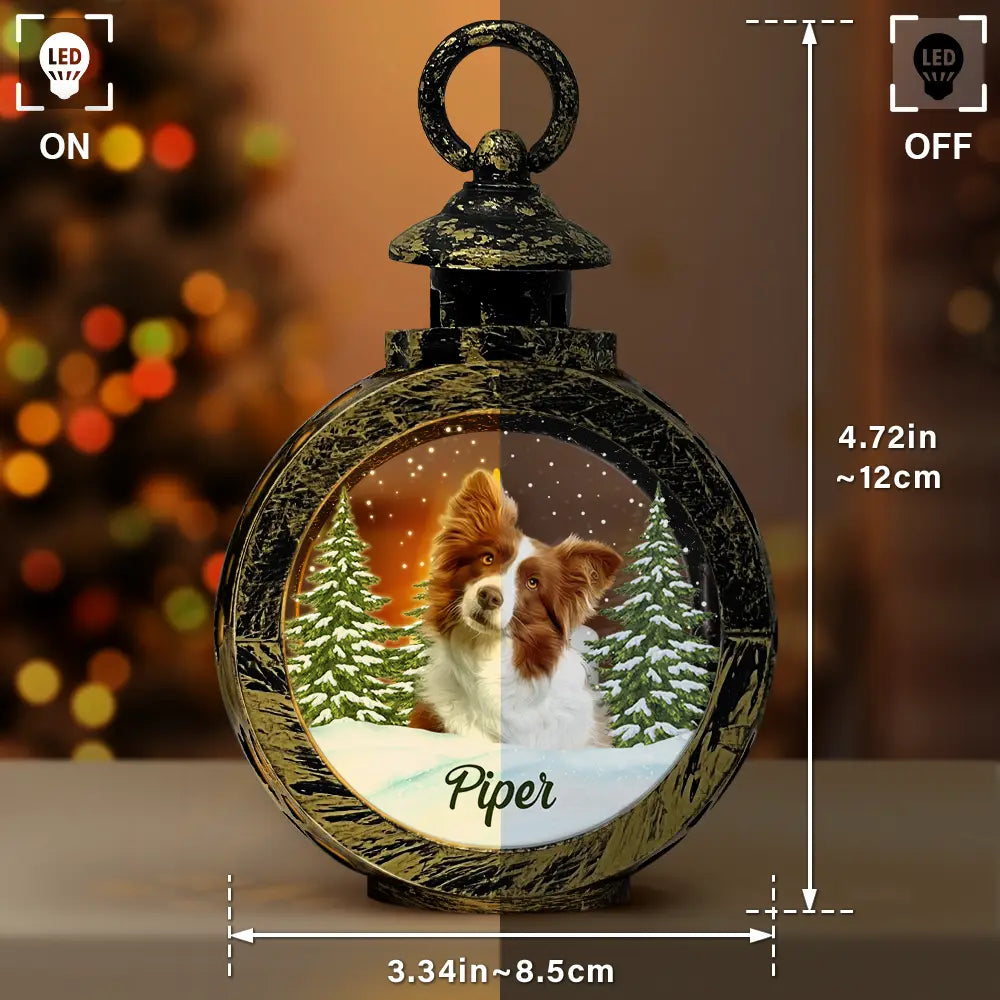 Custom Photo Pet Face Dog Cat Memorial - Personalized Lantern LED Flameless Candle - Memorial Dog Cat, Christmas Gift For Pet Owner