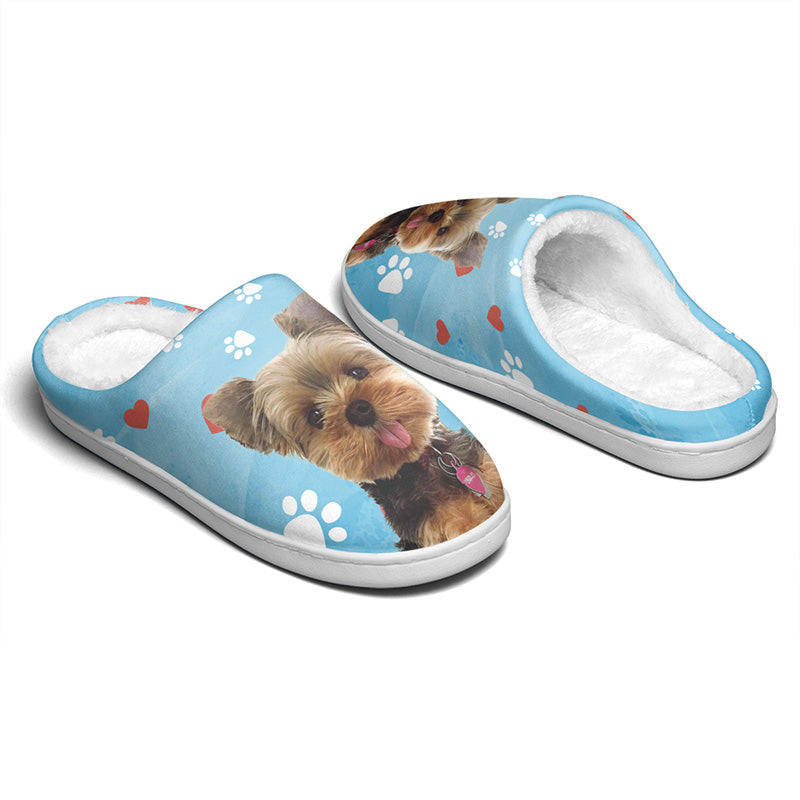 Custom Photo Pawsitively Chilly Merry And Bright - Personalized Fleece Slipper - Christmas Gift For Per Owners