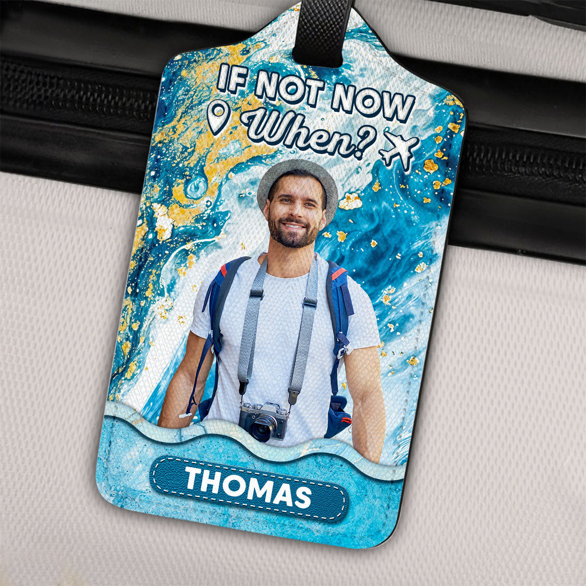 Blue Waves Are Calling - Personalized Luggage Tag - Gift For Traveller