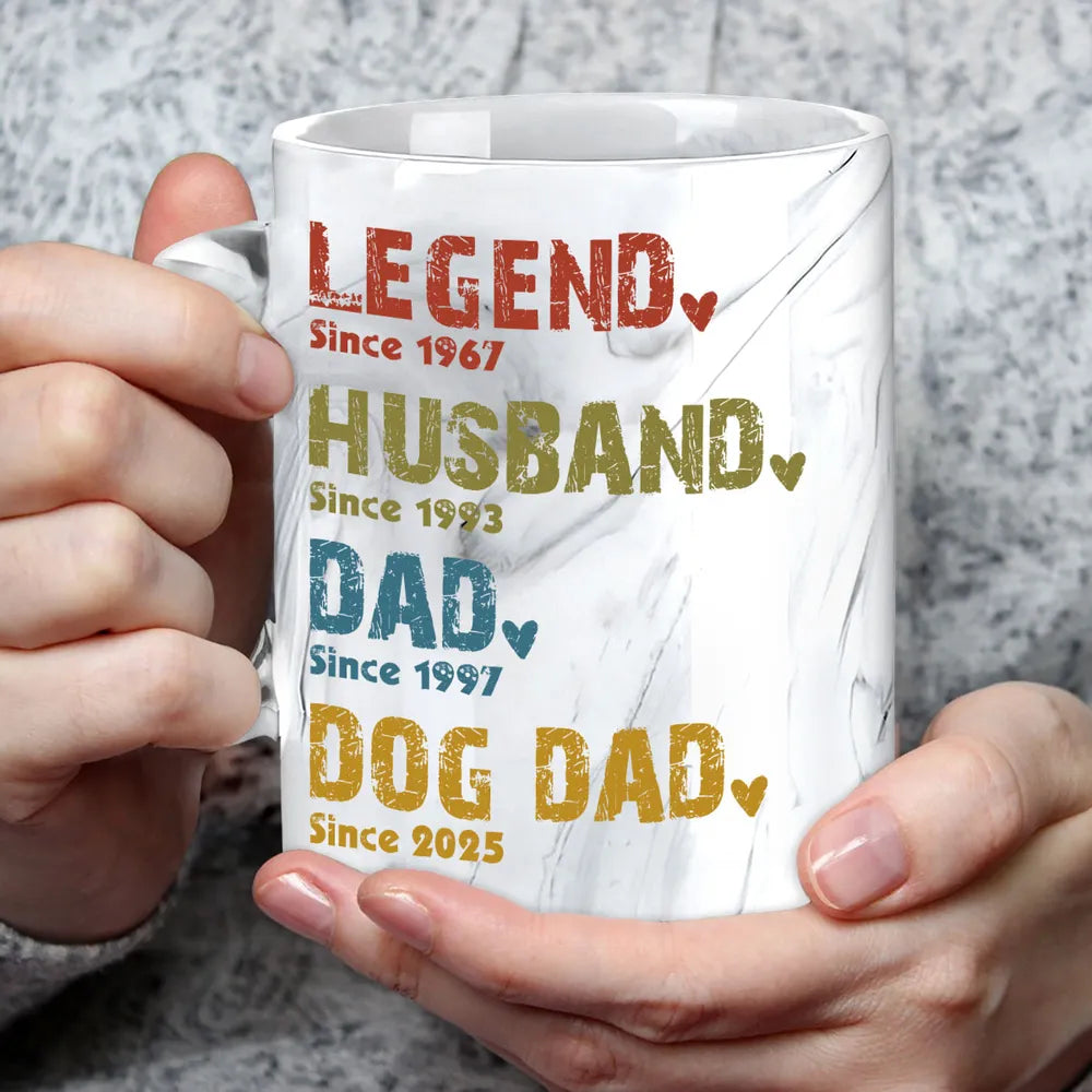 Legend Husband Daddy Papa - Personalized Marble Mug - Gift For Dad, Papa, Father's Day Gift