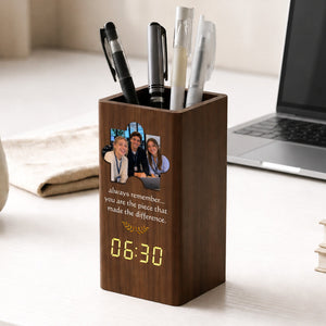 You Are The Piece That Made The Difference - Personalized Pen Holder With Clock - Retirement Gift, Office Gift