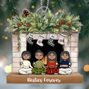 Besties Forver Christmas Stockings On Fireplace - Personalized Shaped Ornament - Christmas Gift For Besties