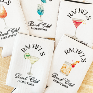 Personalized Coastal Cocktail Can Cooler, Custom Can Cooler, Beach Bachelorette Party, Palm Springs, Custom Party Favors