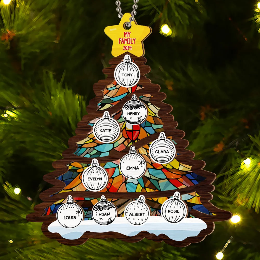 Christmas Tree Custom Family Member's Name - Personalized Crystal Ornament - Gift For Family, Christmas Decor