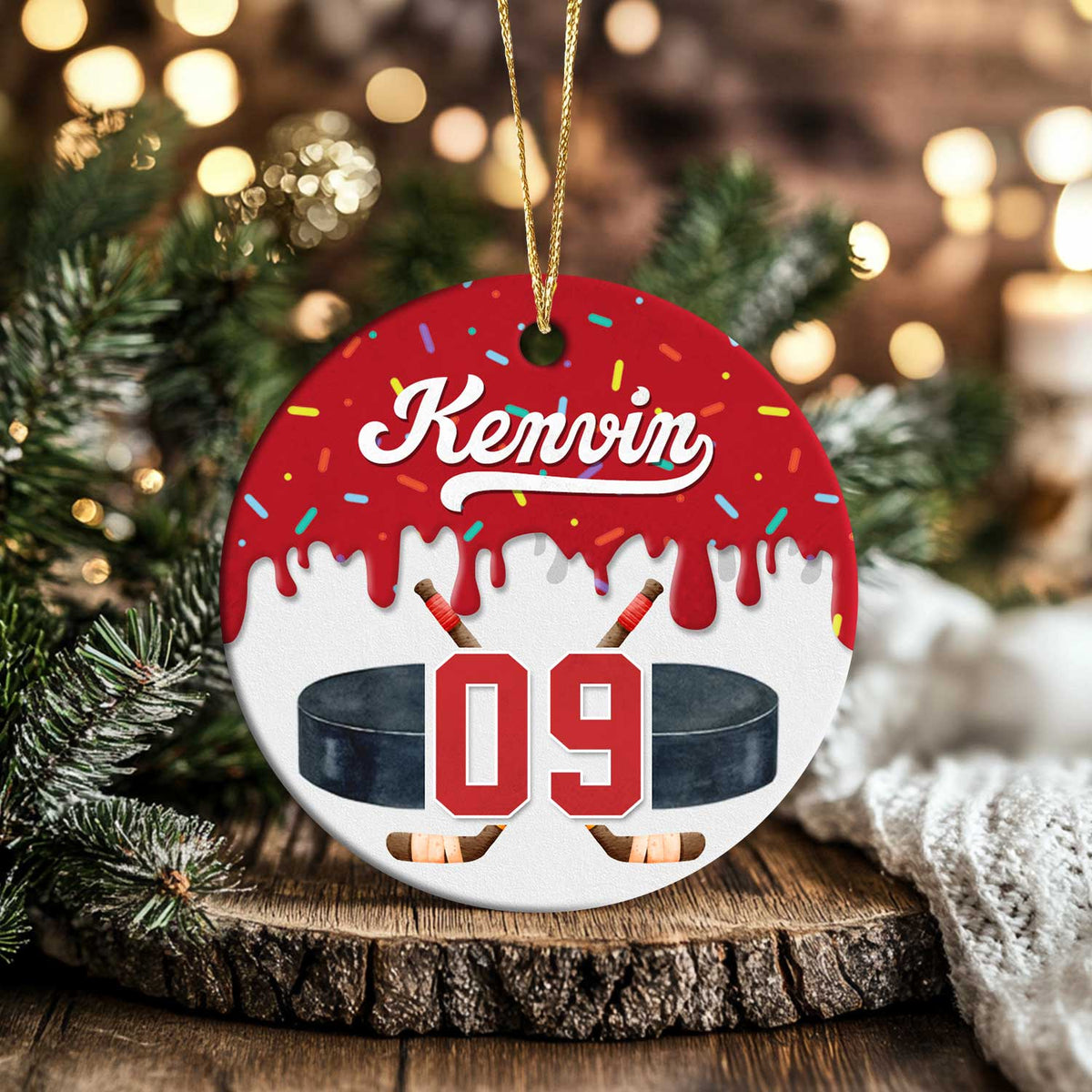 Personalized Ice Hockey Ornament Custom Name & Number Hockey Gift, Hockey Christmas Ornament for Player or Team, Ice Hockey Player Gift