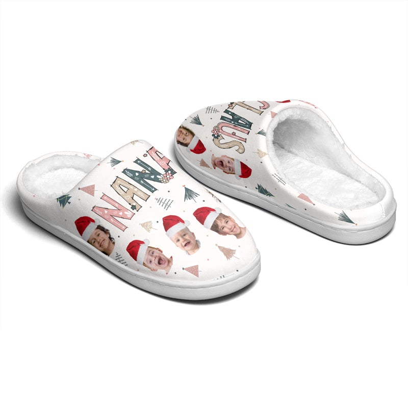 Custom Photo The Coolest Nana Claus Ever - Personalized Fleece Slipper - Christmas Gift For Grandma