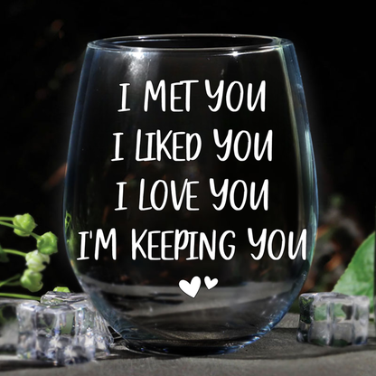 Forever Yours - Personalized Wine Glass - Anniversary Gitf, Valentine's Day Gift For Husband, Boyfriend