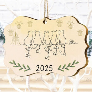 Cat Line Christmas - Personalized Ornament - Gift For Cat Lovers, Christmas Gift For Family