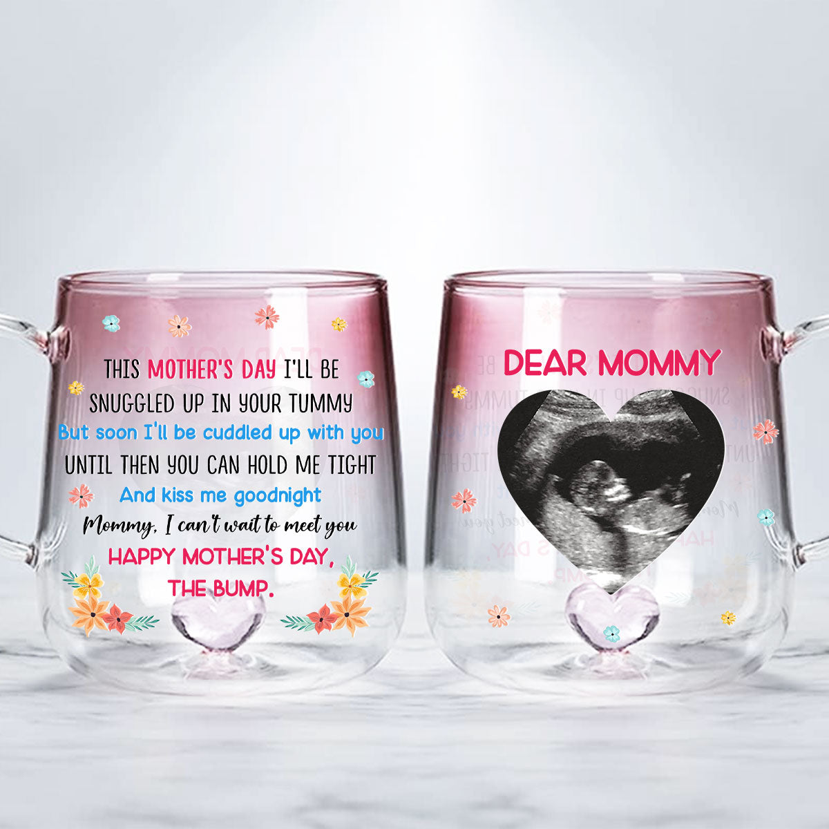 Mommy I Can't Wait To Meet You - Personalized Gradient Glass Mug - Gift For New Mom, Mother's Day