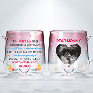 Mommy I Can't Wait To Meet You - Personalized Gradient Glass Mug - Gift For New Mom, Mother's Day