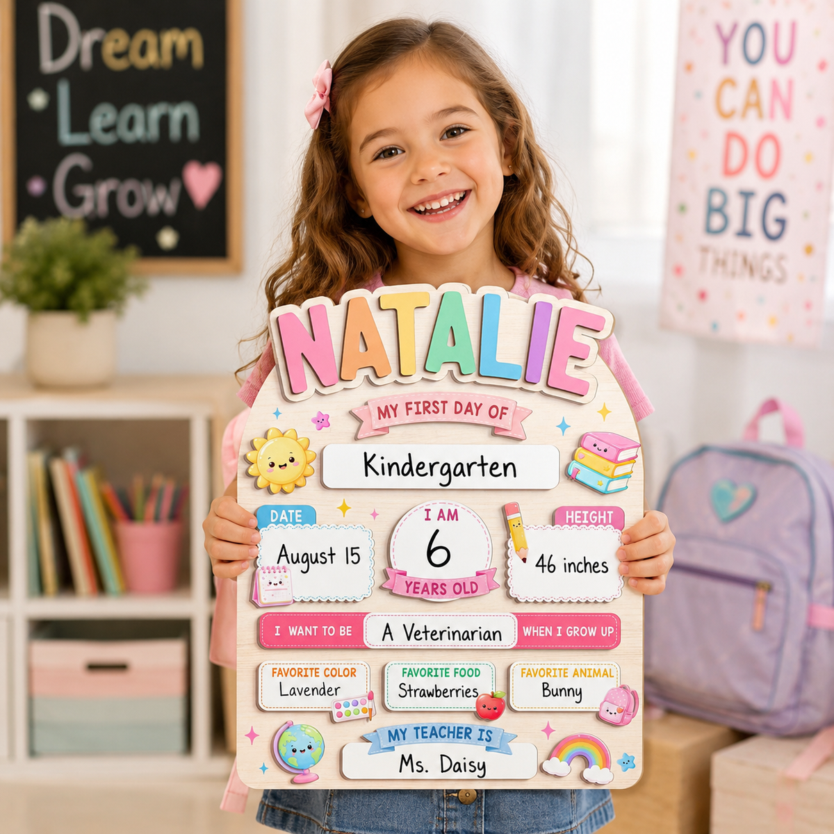 First Day Of School Sign, Back to School Board Gift For Kids, Preschool Kindergarten 1st Day School Sign, First Day School Photo Prop