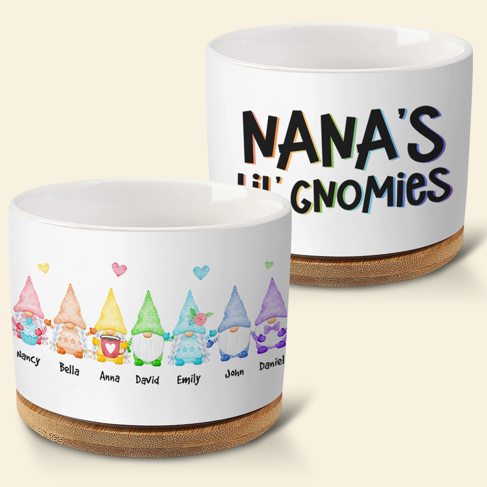 Nana's Little Gnomies - Personalized Plant Pot - Gift For Grandma, Gnome Plant Pot